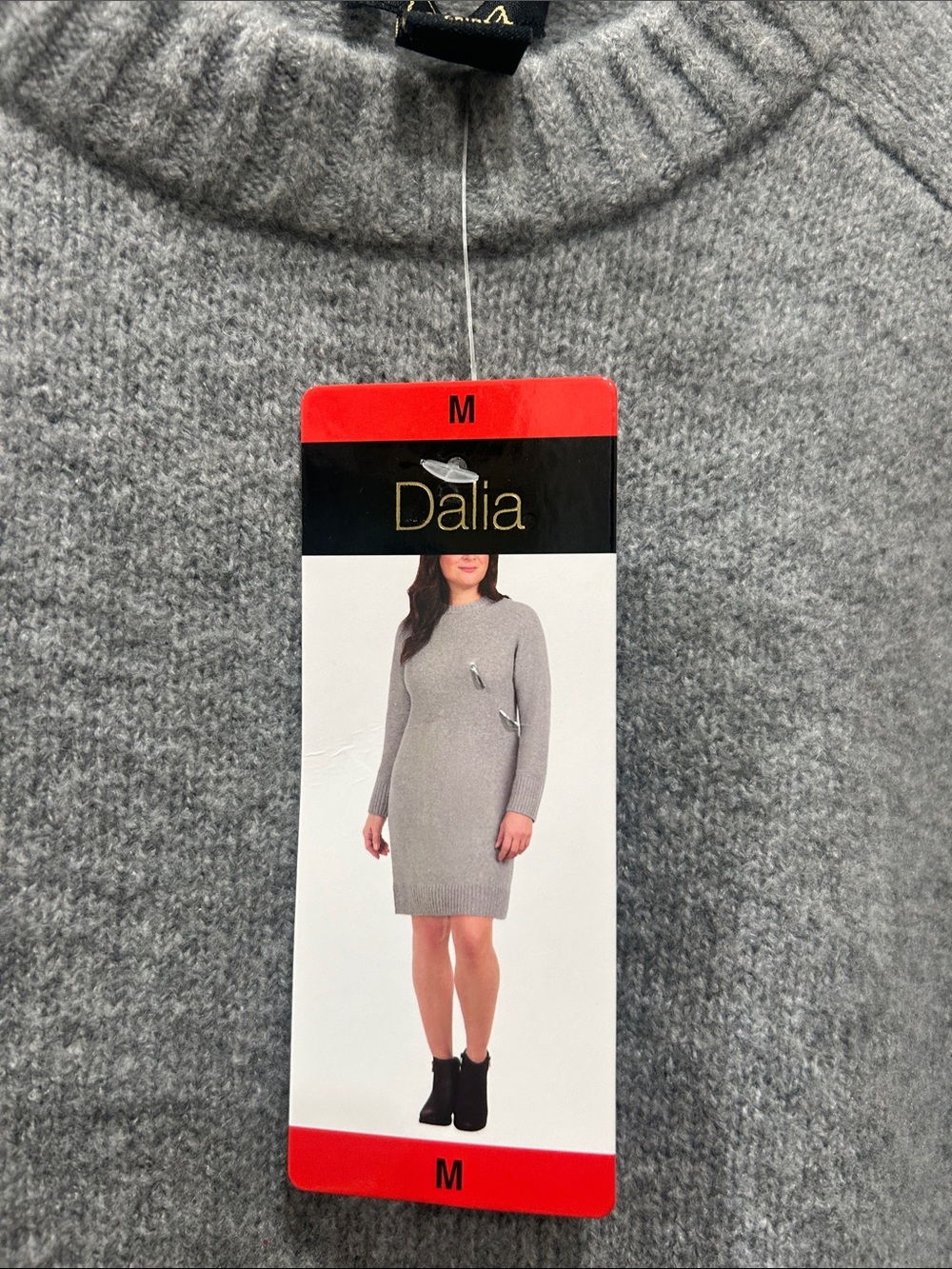 Dalia Gray Crewneck Knit Sweater Dress